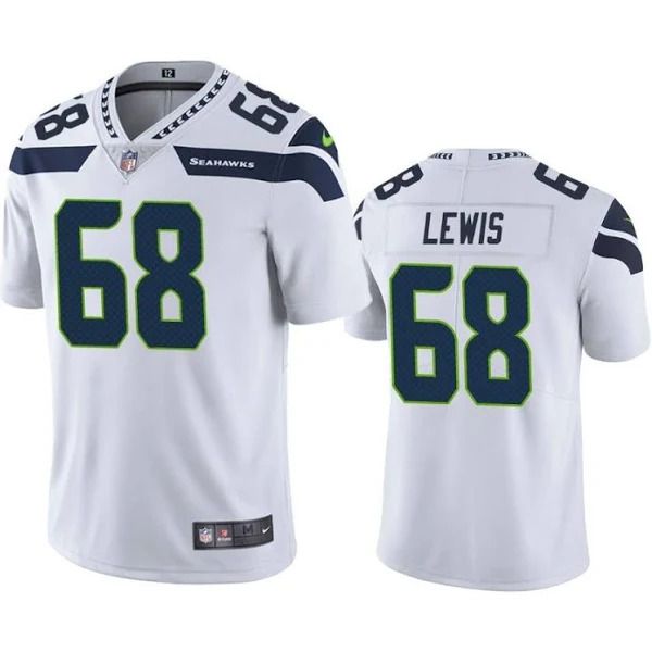 Men Seattle Seahawks #68 Damien Lewis Nike White Vapor Limited NFL Jersey